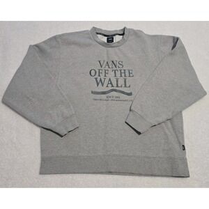 Vans Crewneck Sweatshirt Men L Gray Sweater Off The Wall Embroidery Casual Skate